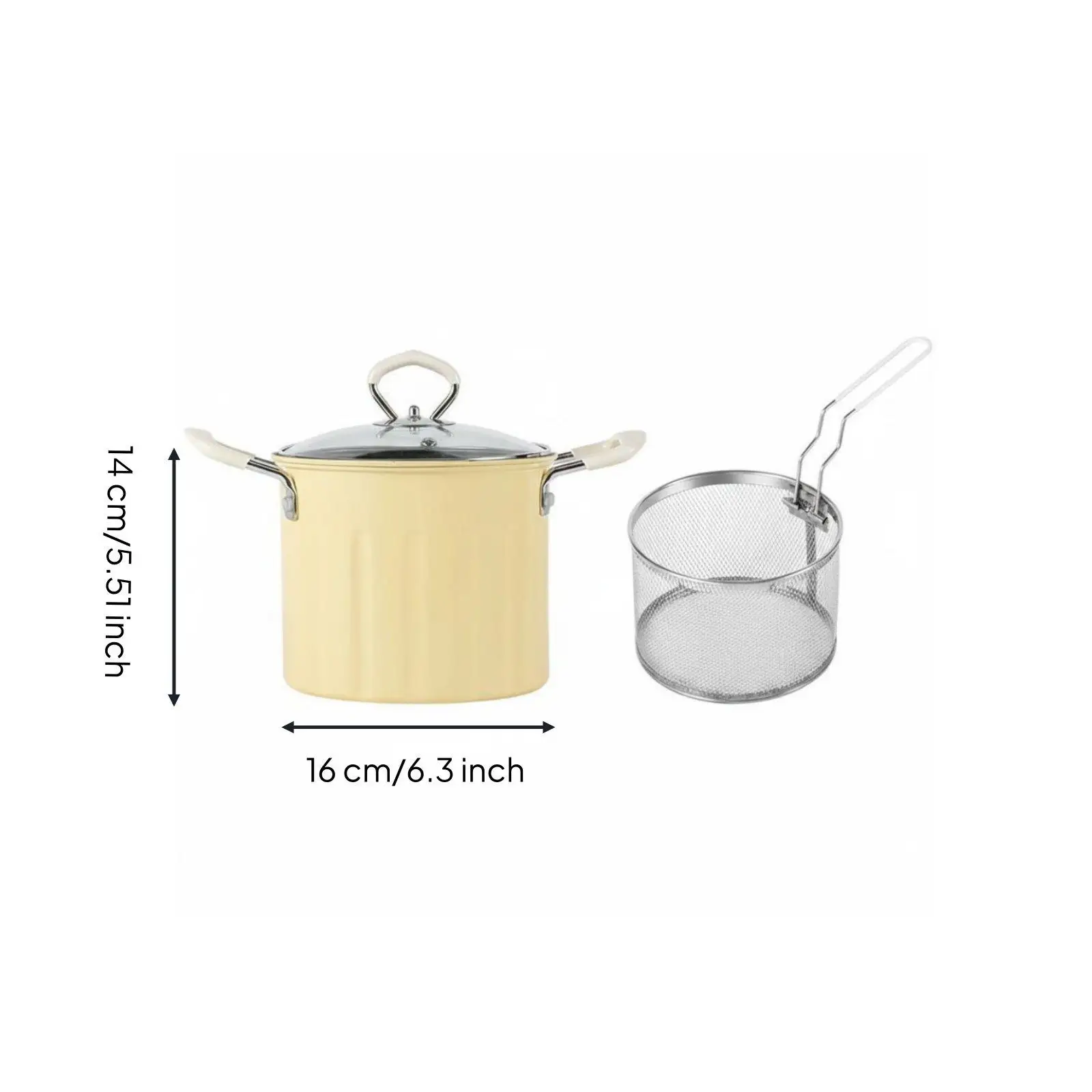 Household Deep Frying Pot with Basket for Chicken Fries Vegetables Compatible with Gas and Induction
