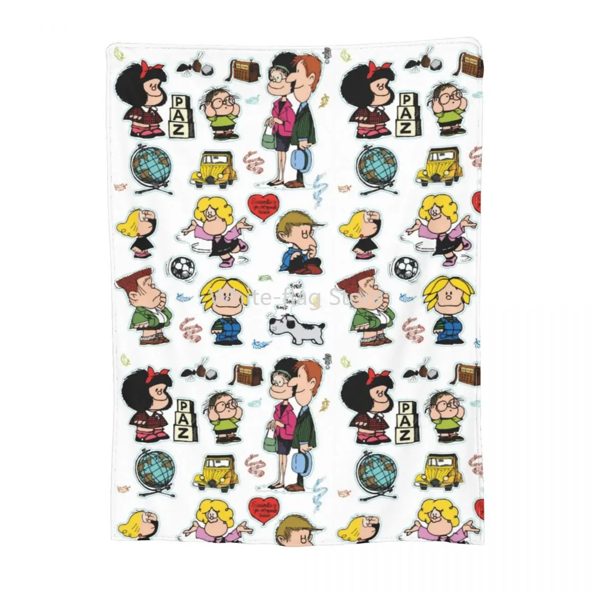 

Characters Mafalda Blankets Fleece Printed Funny Lovely Relax Lightweight Throw Blankets for Home Car Bedspread