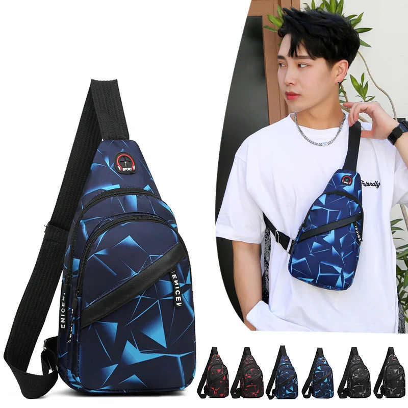 

Men's New Fashion Geometric Printing Messenger Bag Light Outdoor Sports and Leisure Couple Backpack Travel Shoulder Bag