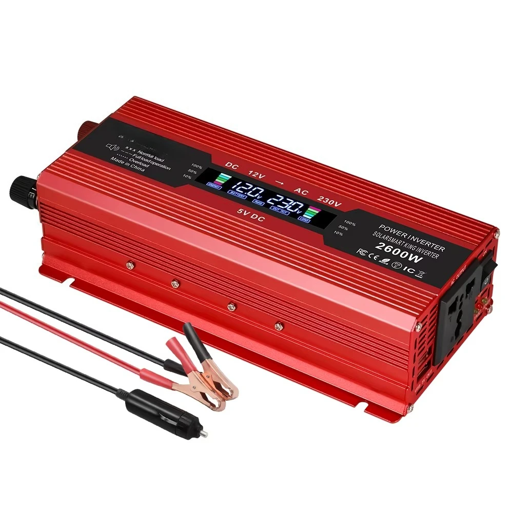 

Инвертор напряжения 2000 Вт/1000 Вт для авто/дома, 12В в 110В/220В, с ЖК-дисплеем, защитой от перегрузки и бесшумным вентилятором