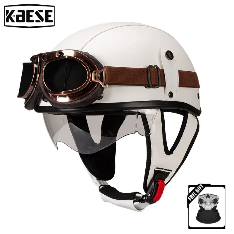 Retro Motorcycle Half shell Helmet Men and Women Classic Moto Cap Vintage Urban Safety Scooter Adult Electric Half Helmets