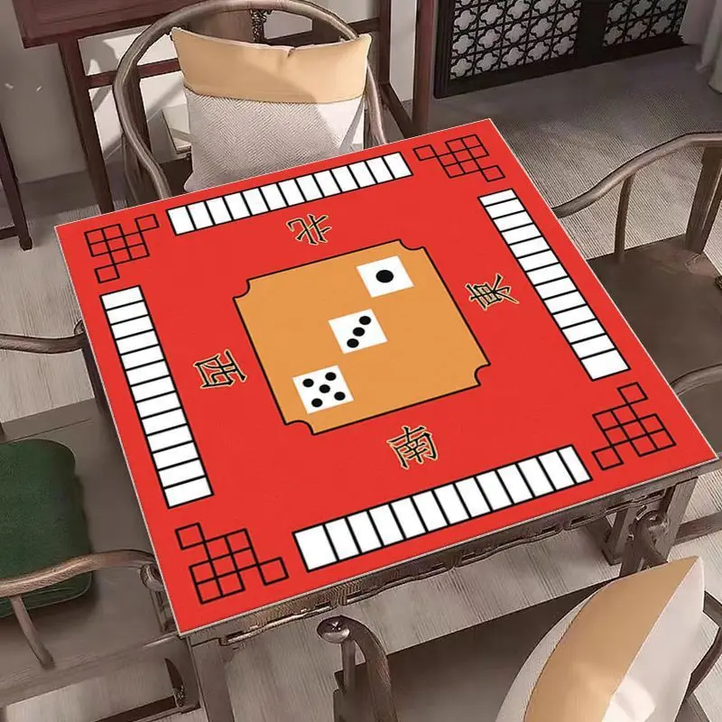 VIKAMA Tischdecke mit chinesischen Mahjong-Steinen, Kunstdruck, quadratisch – einzigartige Heimdekoration für Spielzimmer und Essbereich