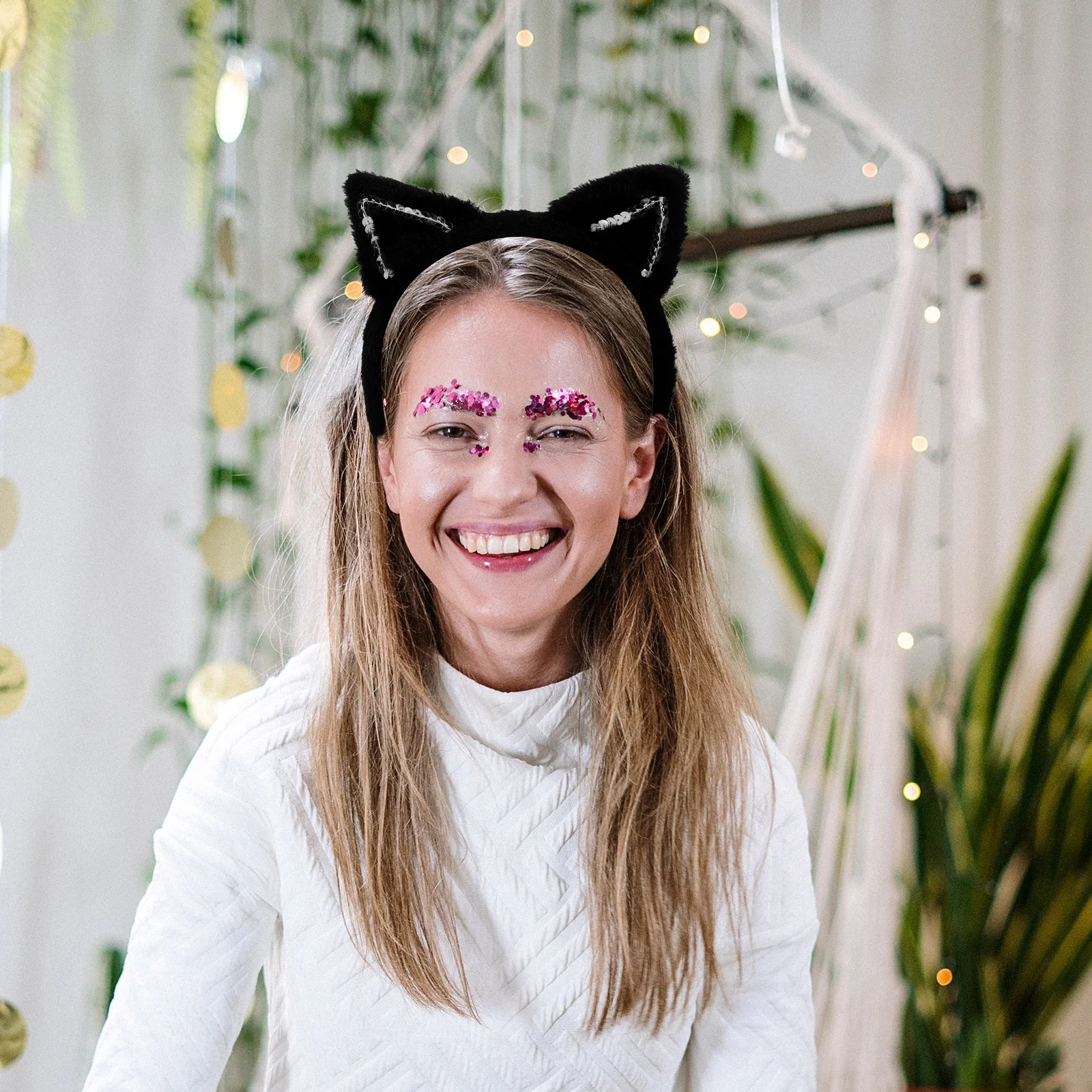 

1Set Cat Ears Headband Bows Tie Tail Comfortable Durable Cosplay Accessories Party Masquerade Halloween Cat Ears and Tail