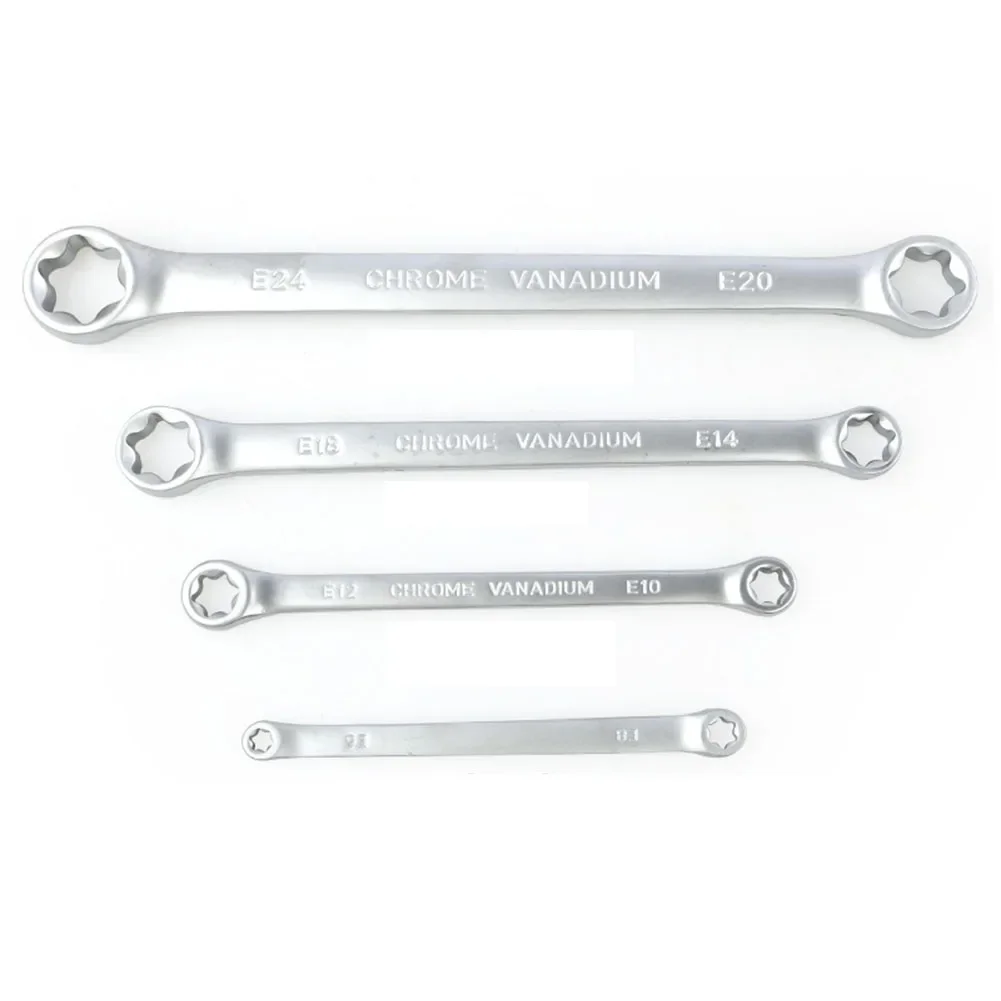 4Pcs Star Double Torx Wrench Spanner E6 - E24 E-type Double-ended Hexagon Star Double Torx Wrench Spanner E6 - E24 E-Type Wrench