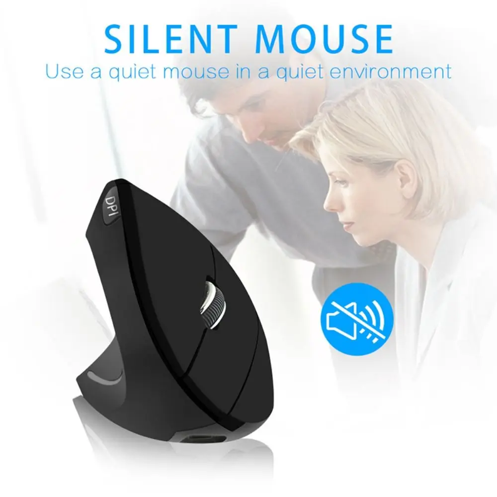 2.4G Vertical Wireless USB Mouse Silent Mute Buttons Vertical Wired Mouse Portable Luminous Left Hand Computer Mice Office