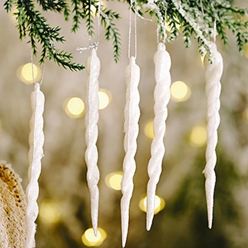 

(5pieces/bag) 12cm long Christmas ice cone pendant decoration plastic New Year holiday celebration room matching