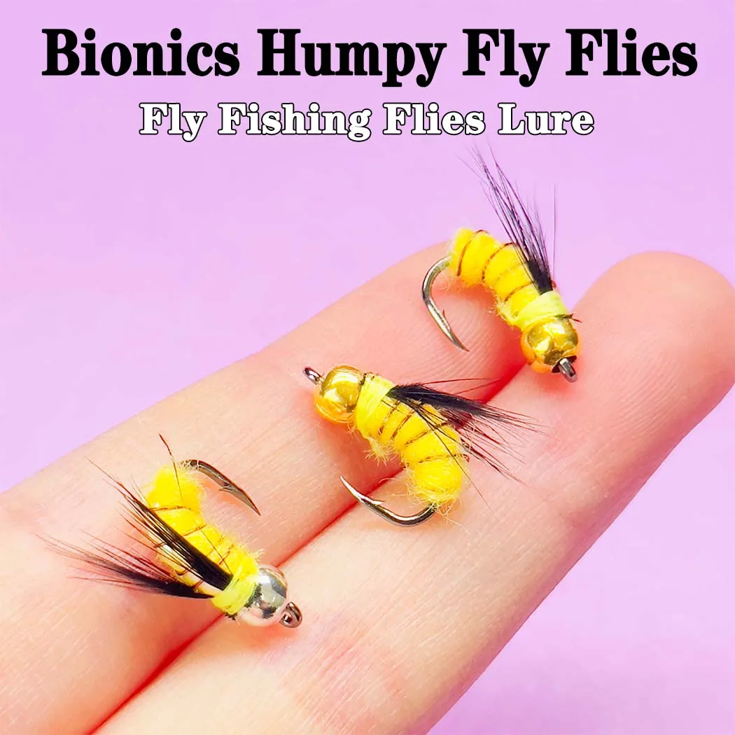 5/10 Stück Angelköder Nasse Fliegen # 8helle Haut Bionics Humpy Fly Nymph Insektenköder Fliegenfischen Fliegen für Barsch, Forelle, Hecht, Lachs