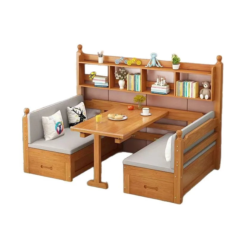 Solid wood sofa bed, integrated dual-purpose, foldable multi-functional combination, household with desk storage