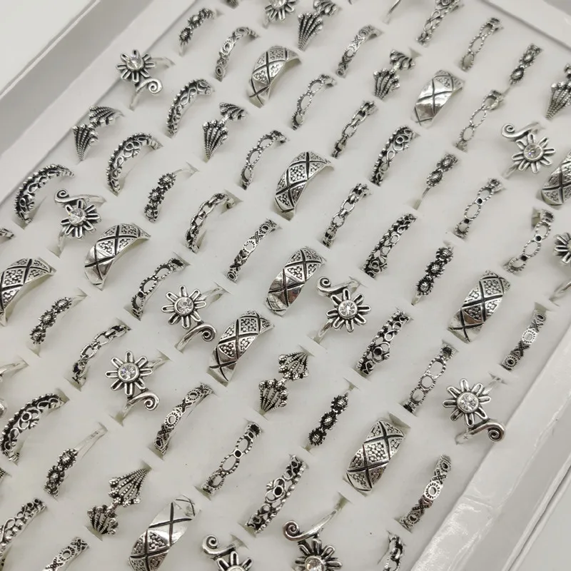 50000 Style Different Finger Rings Wholesale In Stock 100pc/Lot Hot Vintage Silver Gold Color New Alloy Joint Ring Party Women