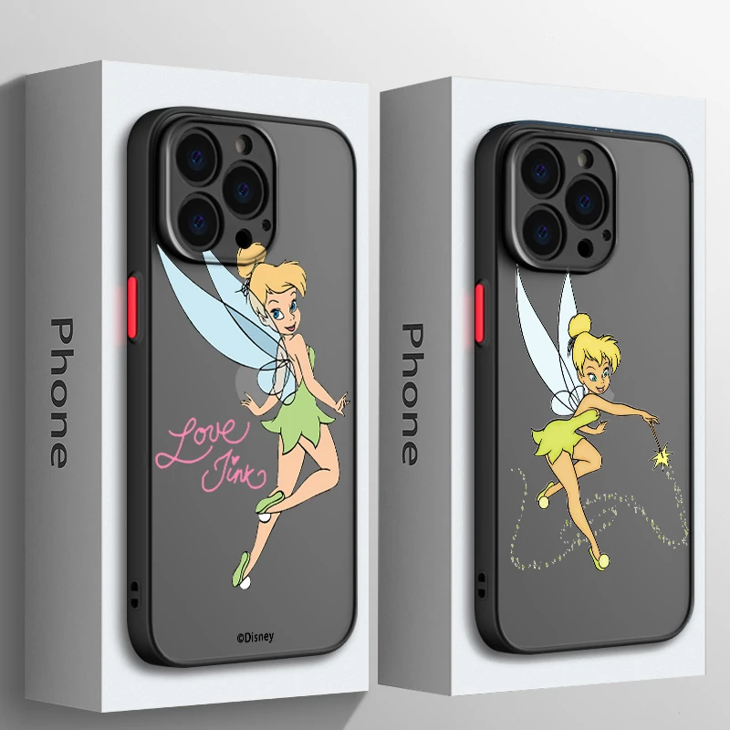 

Disney Tinker Bell For Apple iPhone 15 14 13 12 11 Mini XS XR X Pro MAX 8 7 6 Plus SE 2020 Frosted Translucent Phone Case
