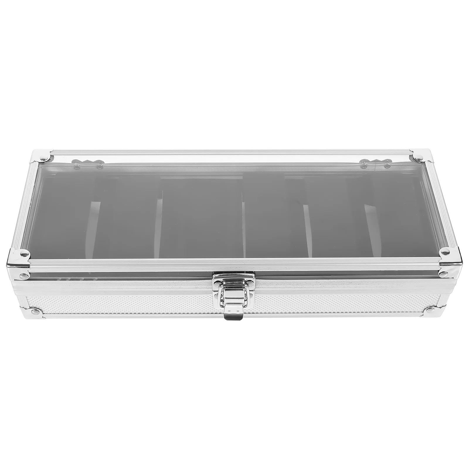 

6 Slots Aluminium Alloy Watch Organizer Portable Transparent Window Storage Case Display Jewelry Holder Home Use