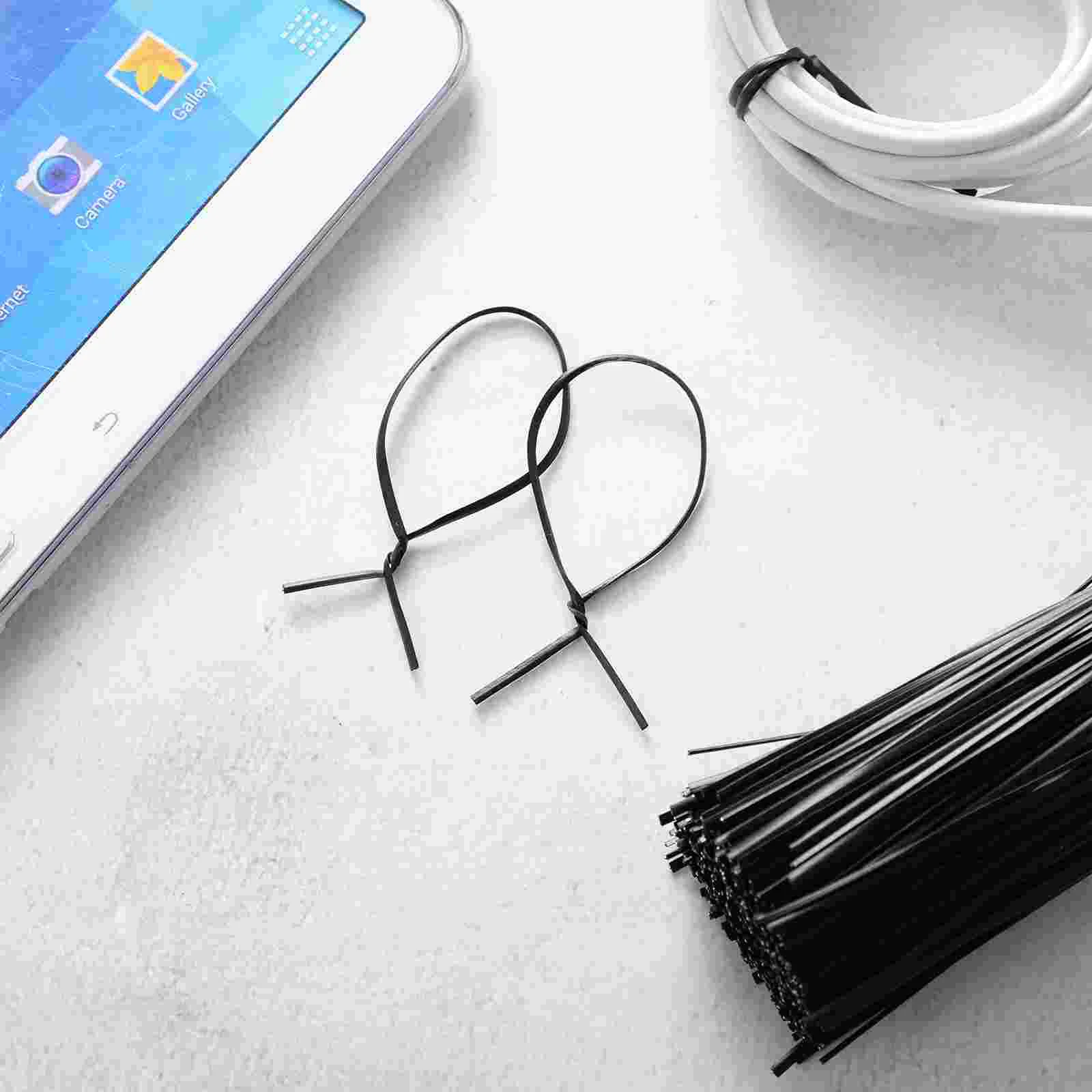 WINOMO 500pcs Plastic Coated Iron Wire Twists Ties 15cm Cable Ties Organizer (Black) cable twists wire organizer