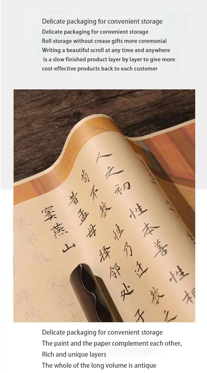 Chinesische Klassiker: Drei-Zeichen-Buch-Set, handgeschrieben, langes Band (inkl. Stift und Tinte) – Kalligrafie zum Nachschreiben chinesischer Klassiker – Detail 9