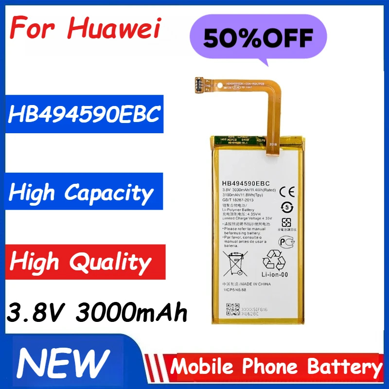 

HB494590EBC Phone Battery 3.8V 3000mAh For Huawei Honor 7 PLK-AL10P LK-TL01H UL00 CL00 Replacement Battery New High Quality