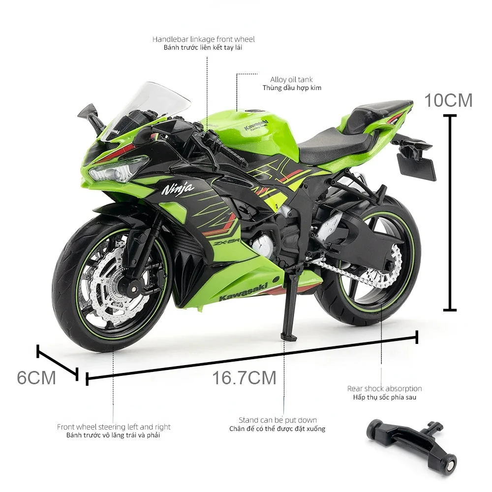 1:12 Kawasaki Ninja ZX-6R Car Model Toys Die Cast Alloy Motorcycle