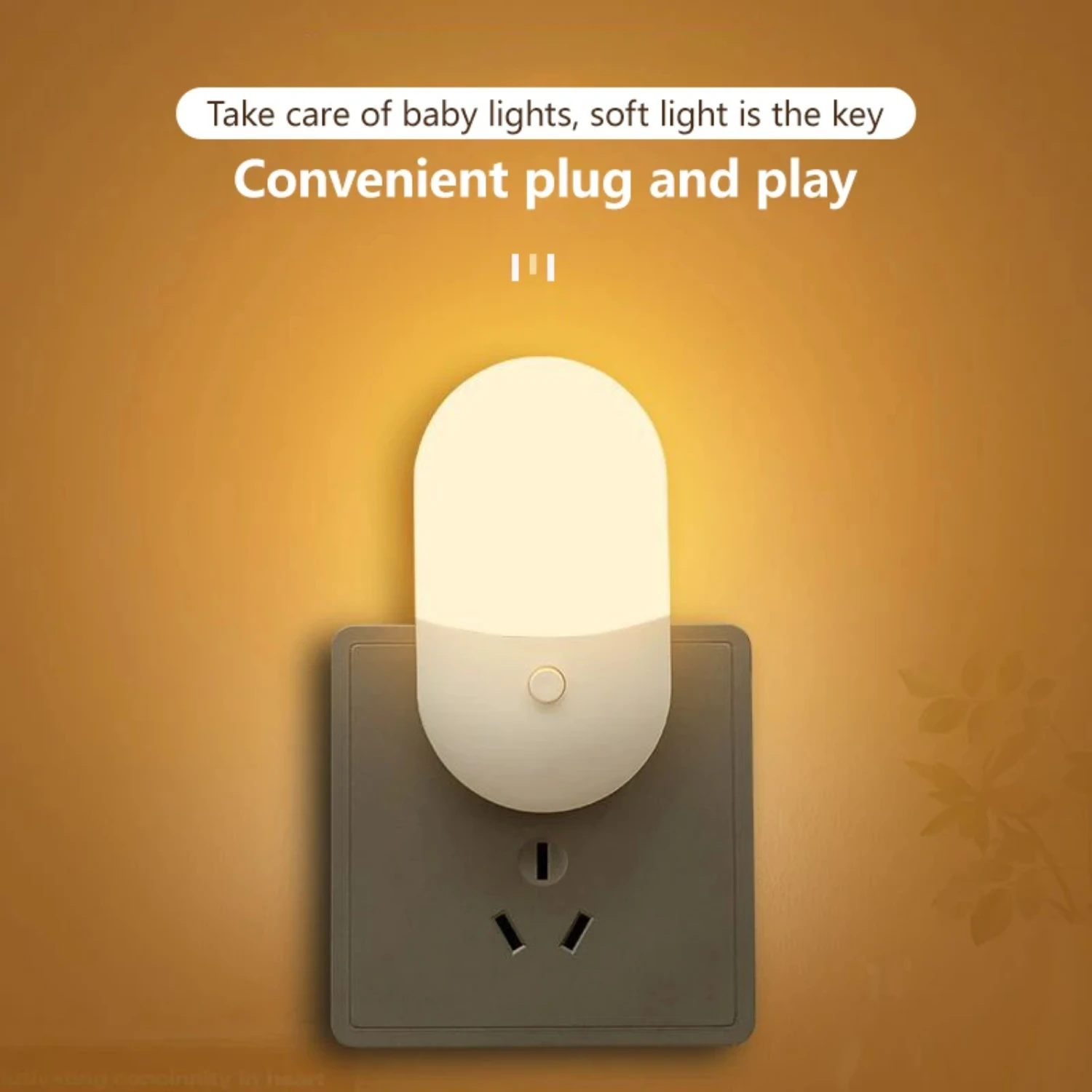 Mini LED Night Light Lamp - Cute & Soothing Gift for Kids - Gentle Light, Eye Protection - EU Plug, Bedroom Switch Bedside