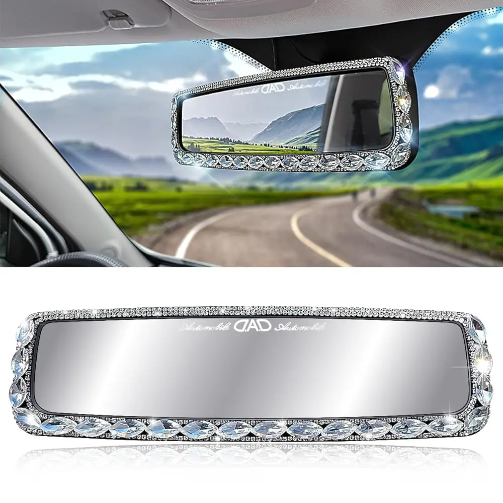 

Декоративные зеркала заднего вида для автомобиля Bling с HD-стеклом и стразами, автомобильные зеркала для интерьера (MYHSJ-white)