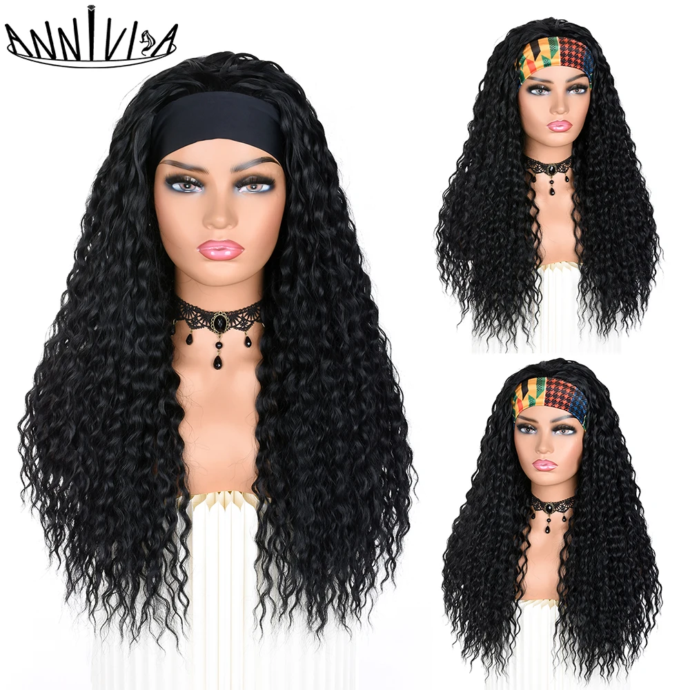 Synthetic Headband Wig Highlight Wigs Long Ombre Blonde Curly Wigs for Black Women Daily Party Cosplay Wig Heat Resistant Fiber