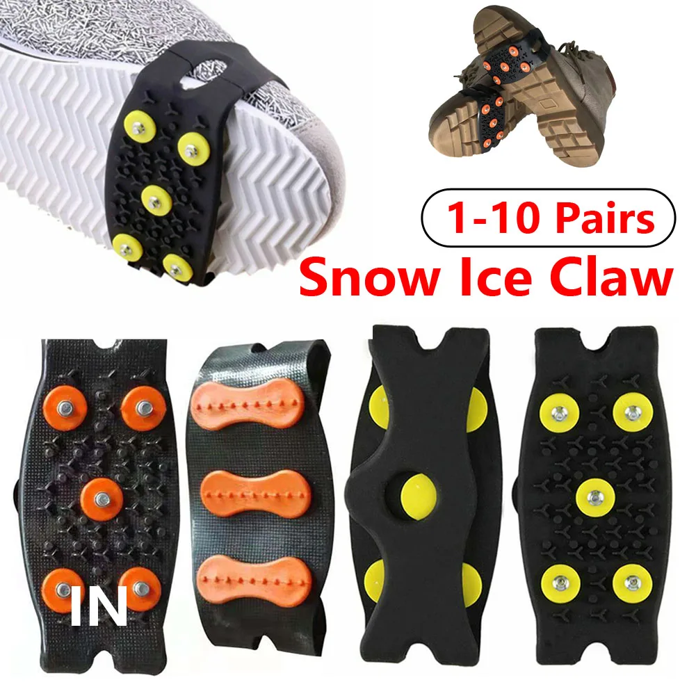 Pince à glace coordonnante à 5 dents pour chaussures d'extérieur, couvre-chaussures, griffe de neige, randonnée, escalade, glace, hiver