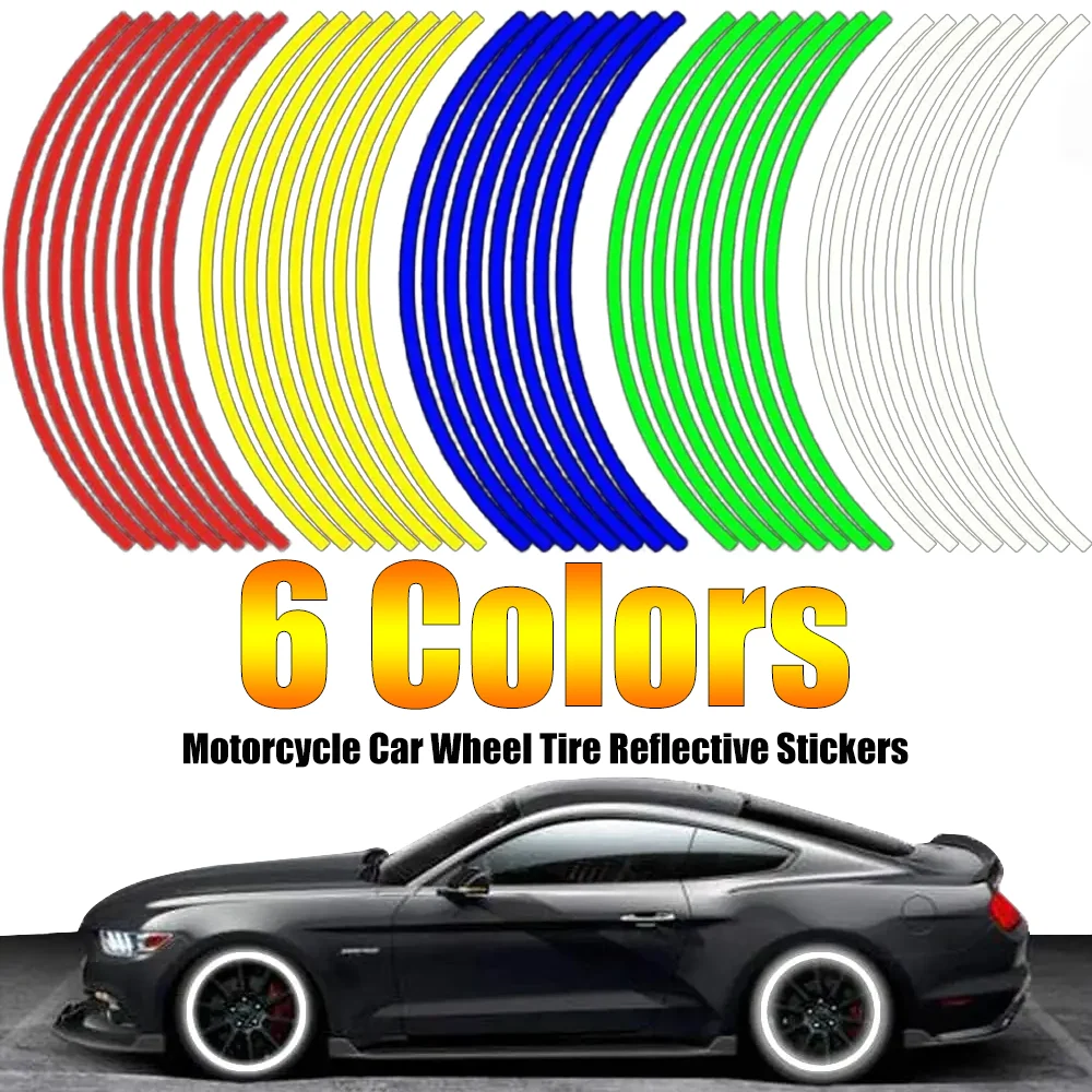 

Motorcycle Car Wheel Tire Reflective Stickers Summer Waterproof Motorbike Tyre Rim Decoration Decalsl Sticker Auto Equipments