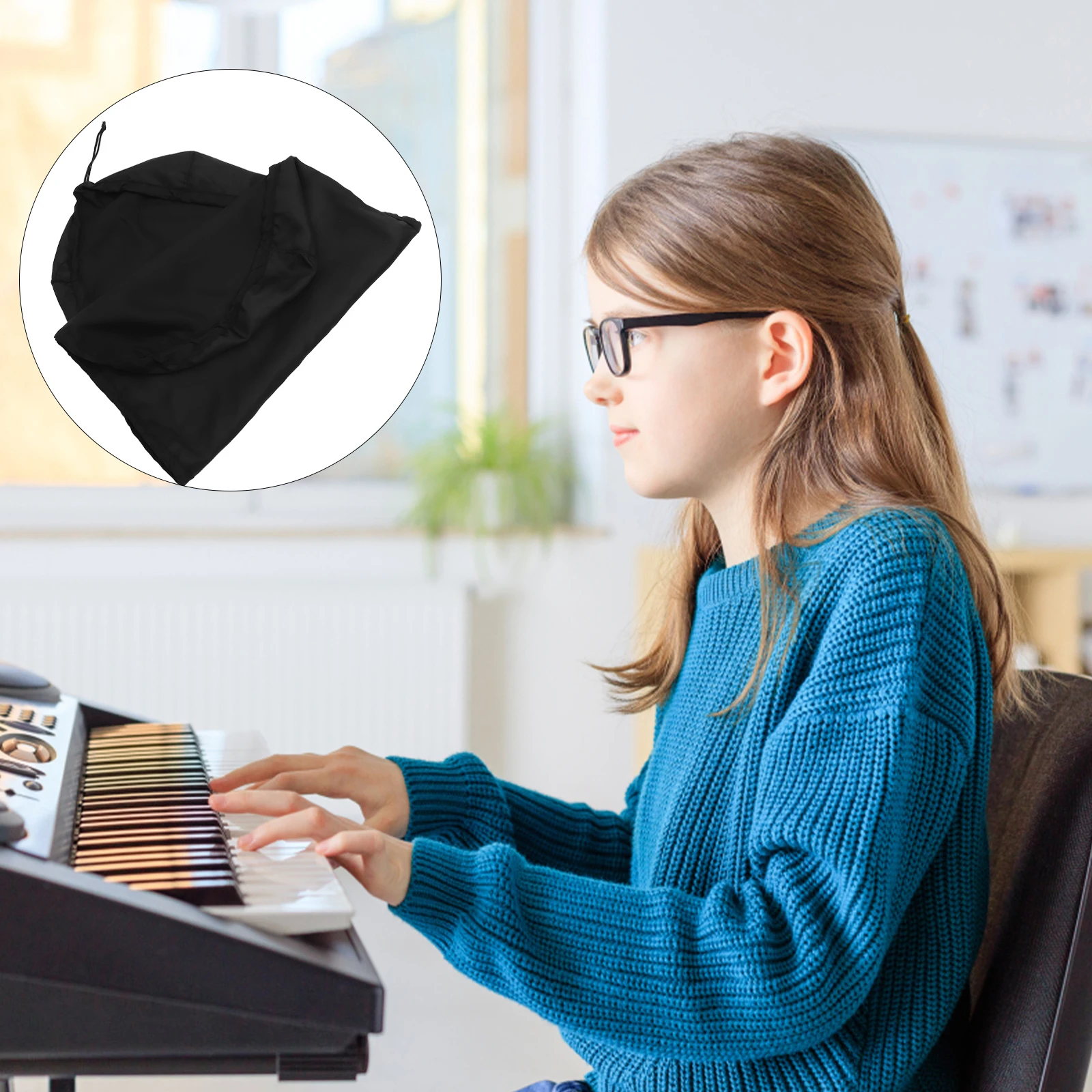 

Piano Cover 61 Keys Black Elegant Design Compatible with 61 Key Electronic Keyboard Dustproof Lightweight Cover for Digital