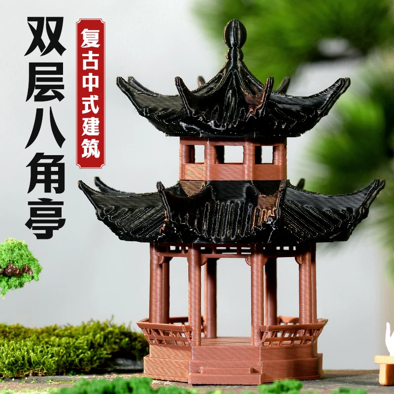 Mini Oriental Chinese Pavilion for Fish Tank Aquarium Ornament Decor, Mini Architectural Building Project