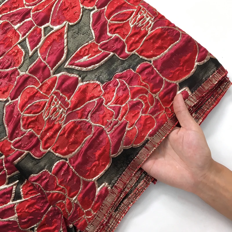 SJD LACE African Tulle Brocade Lace Fabrics 2025 High Quality Nigerian French Jacquard Gilded for Women Wedding Party Dress 4002