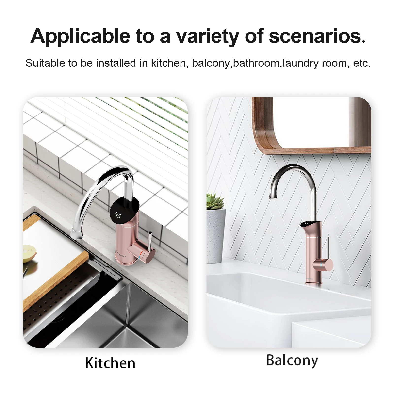 Electric Instant Water Heater 2-in-1Faucet Water Heater 360-Degree Swivel Spoutfor Continuous Hot Water with 304 Stainless Steel