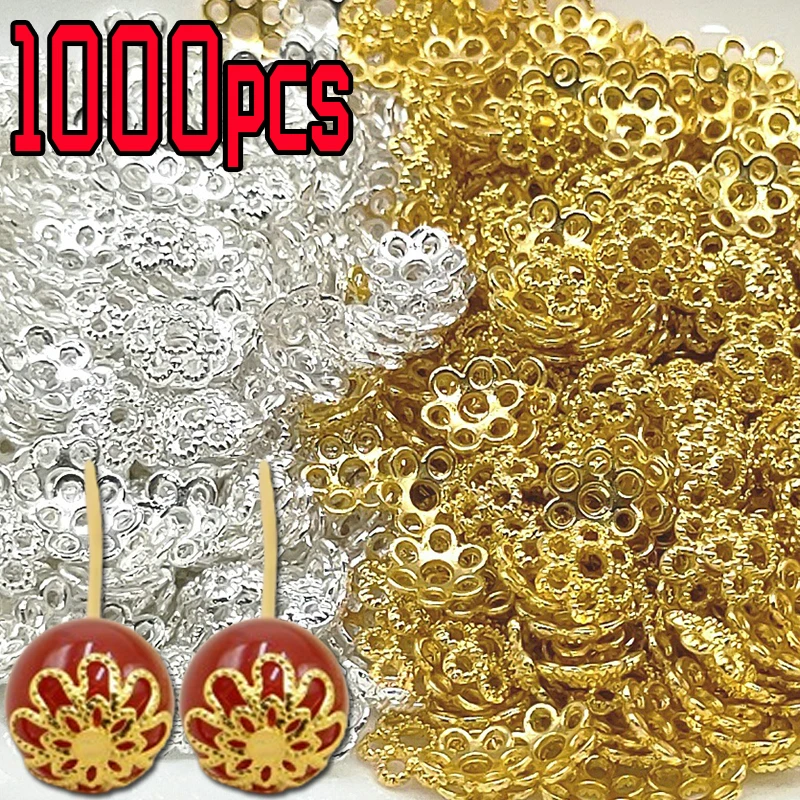 

1000/200pcs 10mm Five Petals Flower Filigree Beads Caps for Jewelry Making Bracelet Necklace Diy End Spacer Beads Accessories