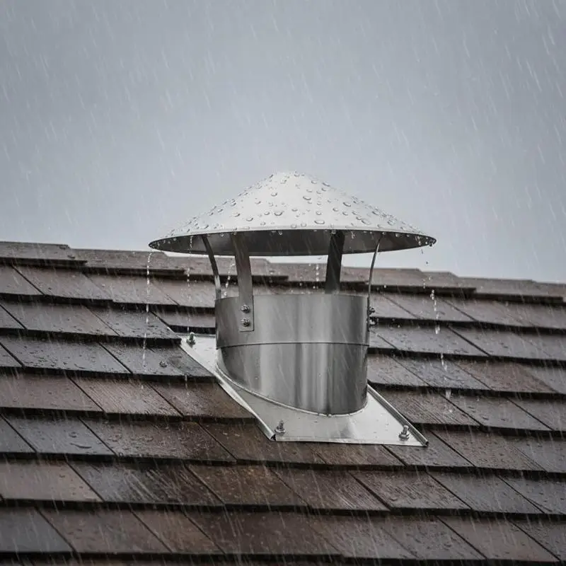 1Set Durable Ventilated Rain Cap Stainless Steel Exterior Wall Air Outlet Stove Pipe Protector Cover Useful Chimney Exhaust Hood