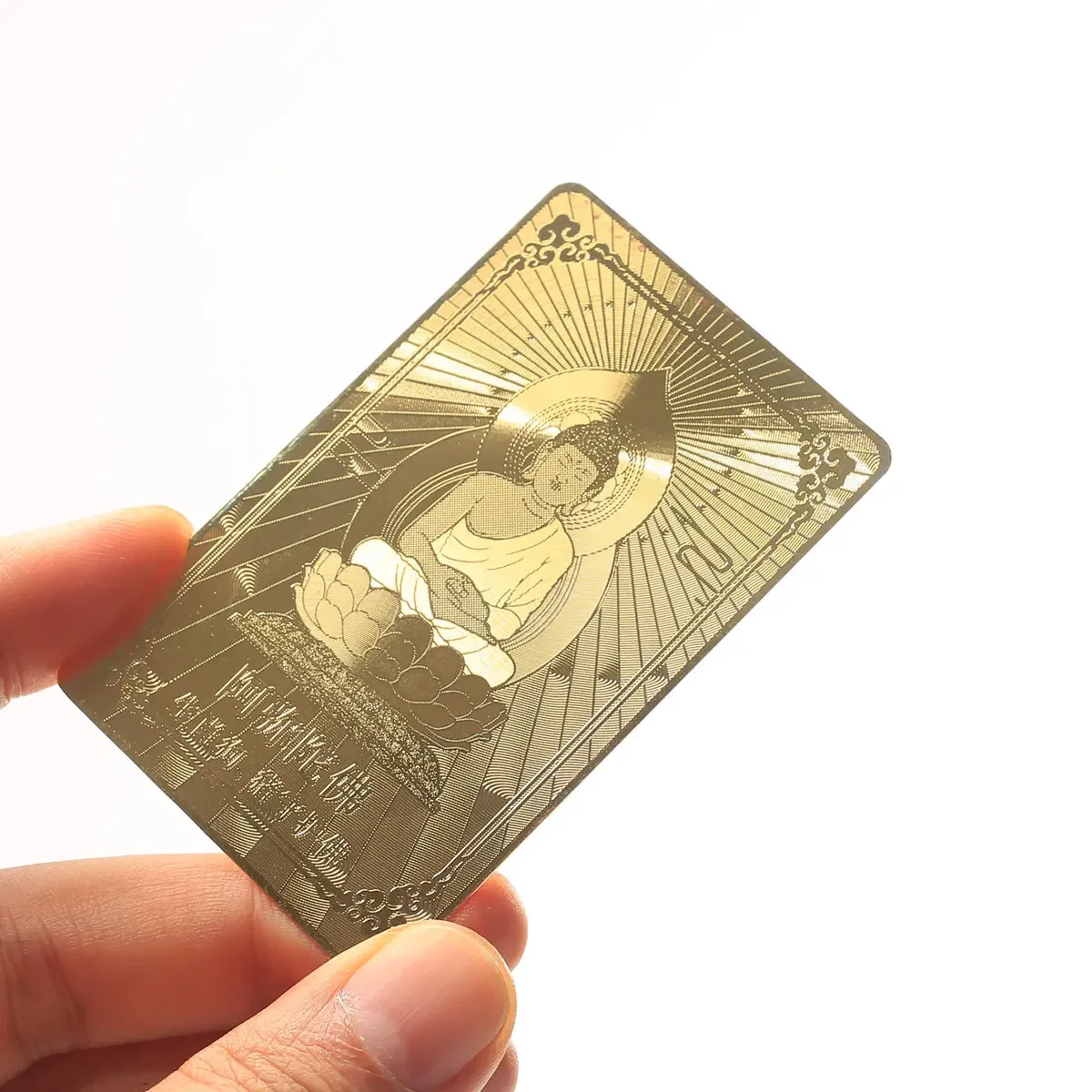 

Chinese Factory Custom Great Gift Shiny Gold Divine Statue Metal Buddha Cards