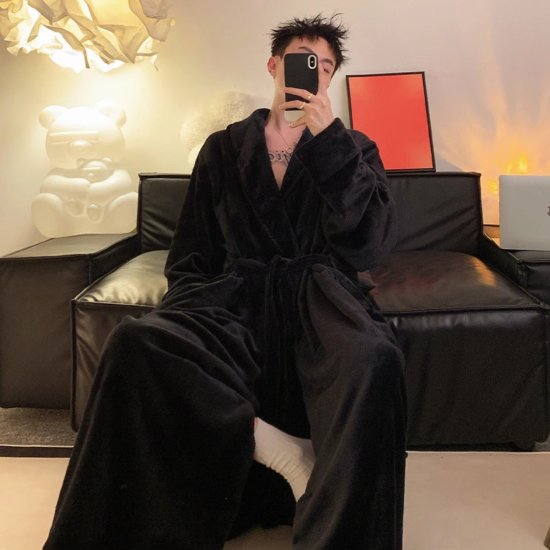 Plus size robe - 833 premium black men's