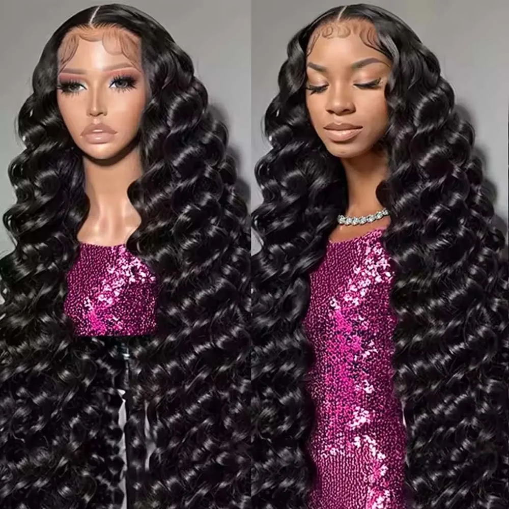 

40-дюймовый свободный парик из натуральных волос с глубокими волнами, бразильские натуральные волнистые вьющиеся парики, человеческие волосы 13x6 HD, кружевной фронтальный парик для женщин