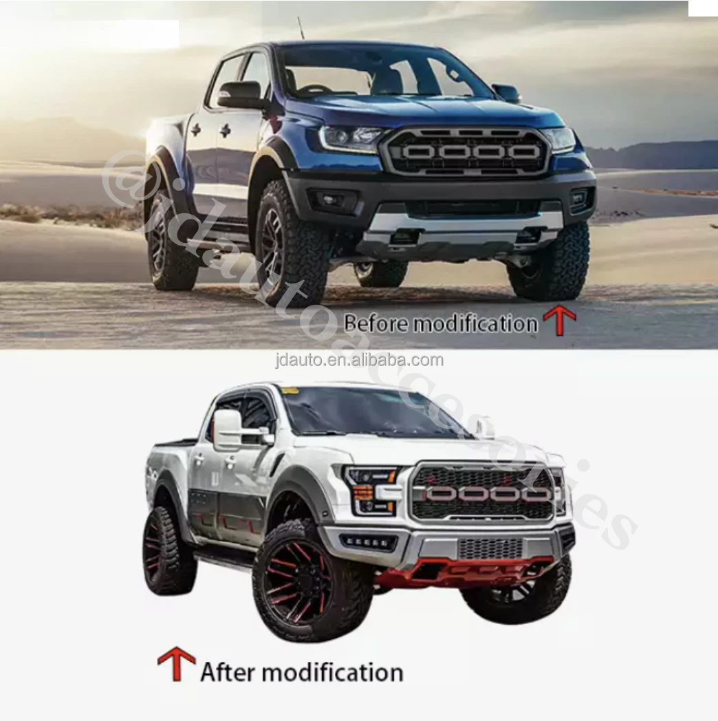 JD AUTO Pick Up Truck 4X4 accessories Front Bumper Body Kits For Ford Ranger T6 T7 T8 2013-2019 Upgrade To F150 Raptor 2021