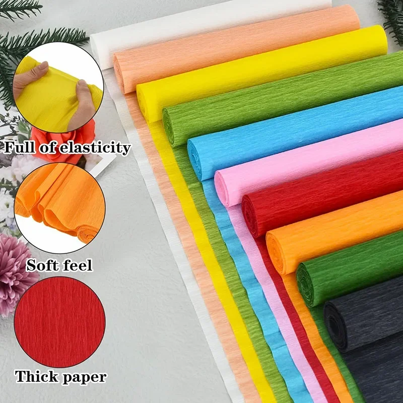 

250*50cm DIY Wrapping Paper Craft Colored Crepe Paper Roll Origami Crinkled Flowers Paper Decoration Gift
