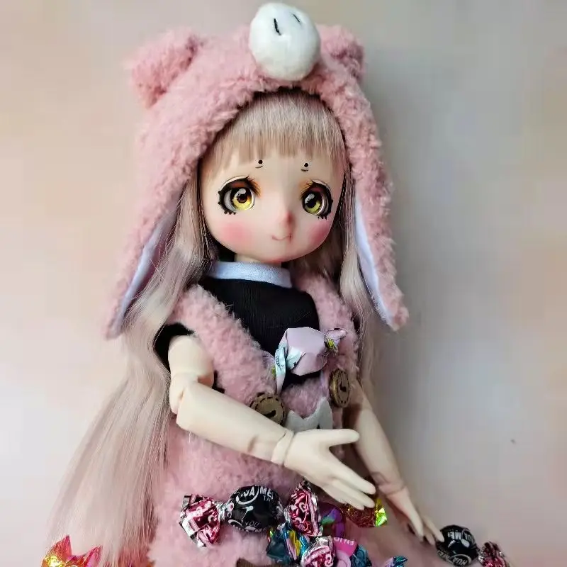 New 30cm Bjd Doll Full Set 1/6 Anime Face Comic Hand Painted Makeup Change Hair Change Eyes Dress Up Girl Toys Birthday Gift