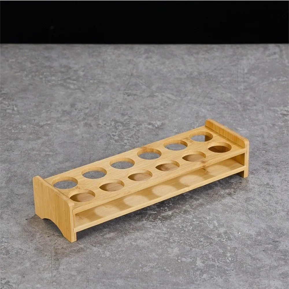 Multipurpose 6/12 Holes Shot Glass Holder Save Space Smooth Glass Cup Holder Wooden Round Hole Shot Glass Display Stand Wine Bar