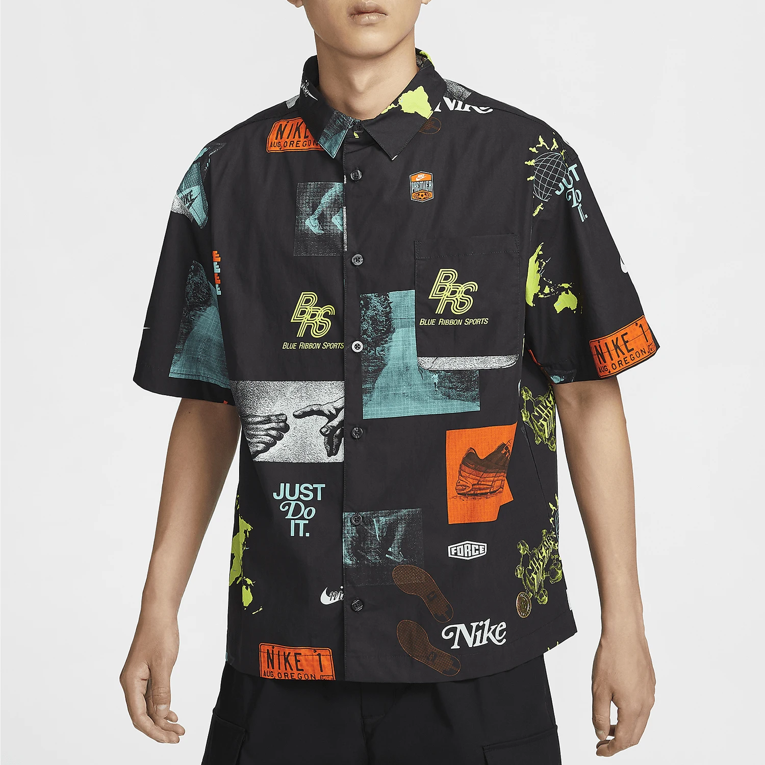 

Nike Official Genuine Sportswear Men's Retro Lapel Print Shirt T-Shirt HM4453-010