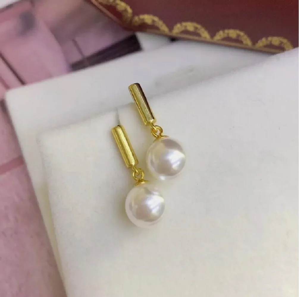 High end AAAA++++9-10mm 10-11mm 11-12mm 12-13mm Japanese akoya round white pearl earrings-925s