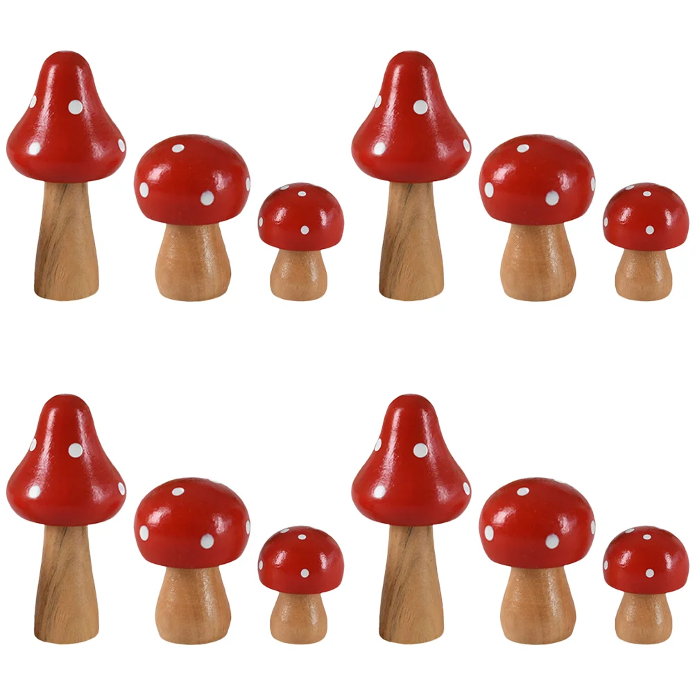 

12 Pcs Simulated Wooden Mushroom Potted Moss Decor Fairy Garden Decoration Decorative Table Craft Dining Shape