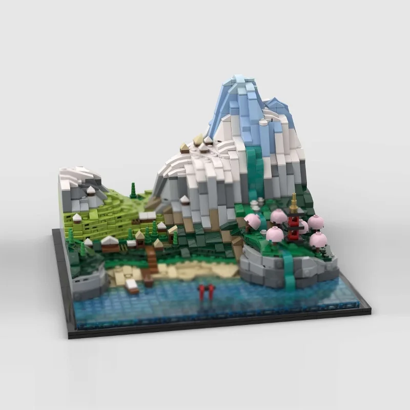 Modello di Città in Mattoncini MOC, Paesaggio Giapponese, Tecnologia Modulare, Regalo per Bambini, Giocattoli da Assemblare
