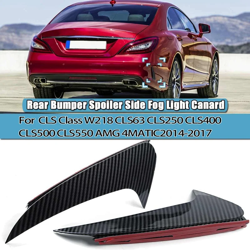 Glossy Black Rear Bumper Splitter Spoiler Rear Canard Air Vent Trim for Benz CLS Class W218 CLS250 CLS400 CLS500 14-17
