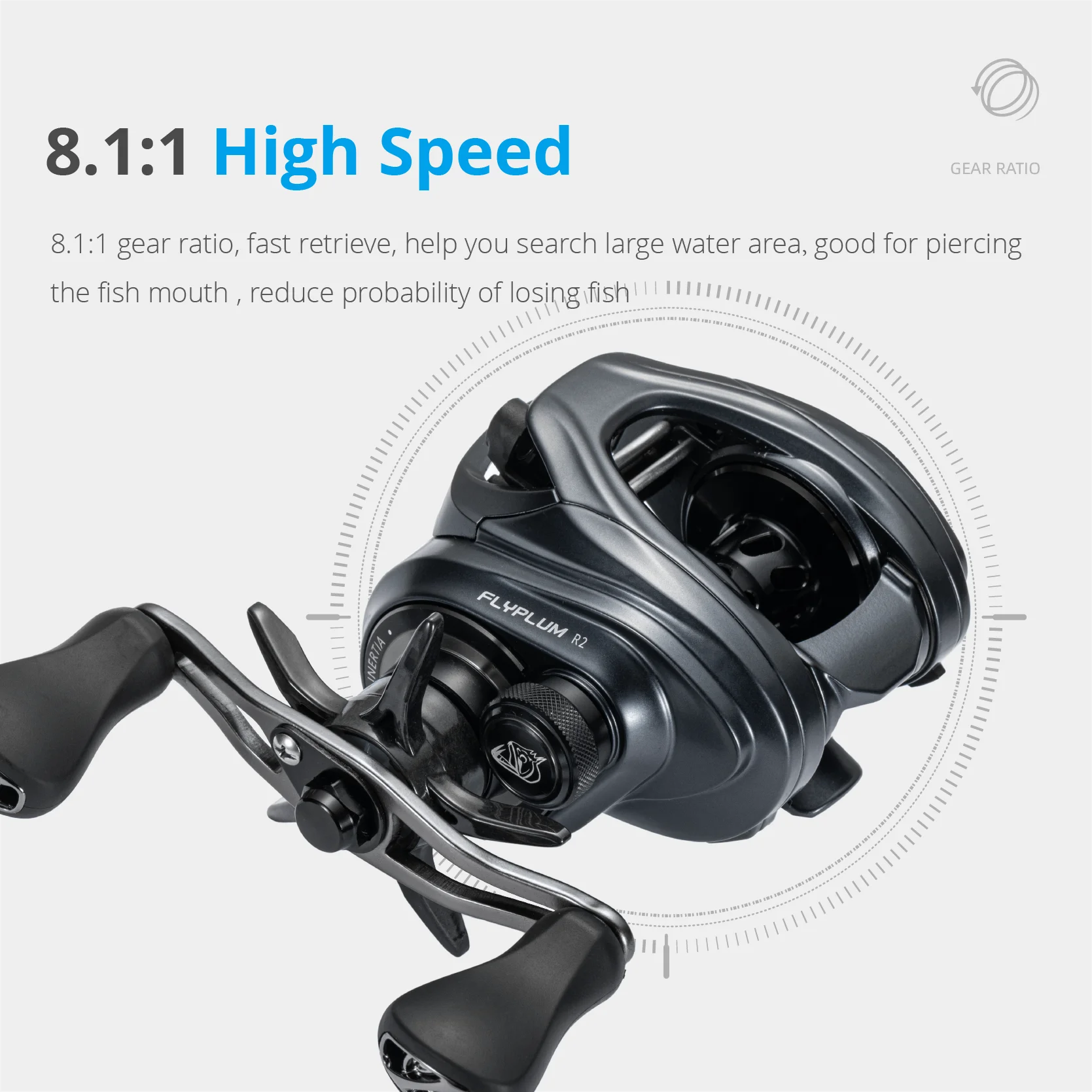 SOLOKING FLYPLUM R2 Baitcaster Reel 8.1 Gear Ratio 6+1BB 159gram/5.6oz 5KG Power Drag Clicker Baitcasting Fishing Reel