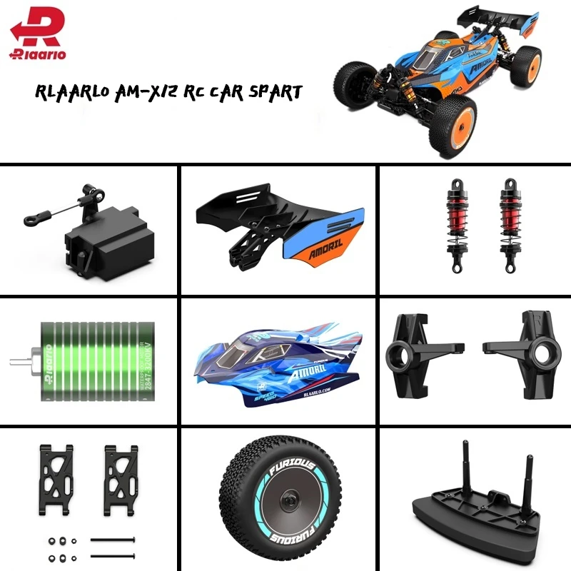 Rlaarlo AM-X12 RTR High-speed RC Car Front And Rear Swing Arm Kit Car Shell Tire Nut Shock Absorber Steering Gear Motor Parts