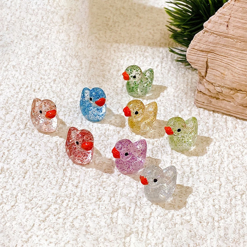 Mixcolor 5PCS New Luminous Duck Figures Fairy Garden Micro Landscape Ornament Glowing In Dark Miniature DIY Flower Potted Decor