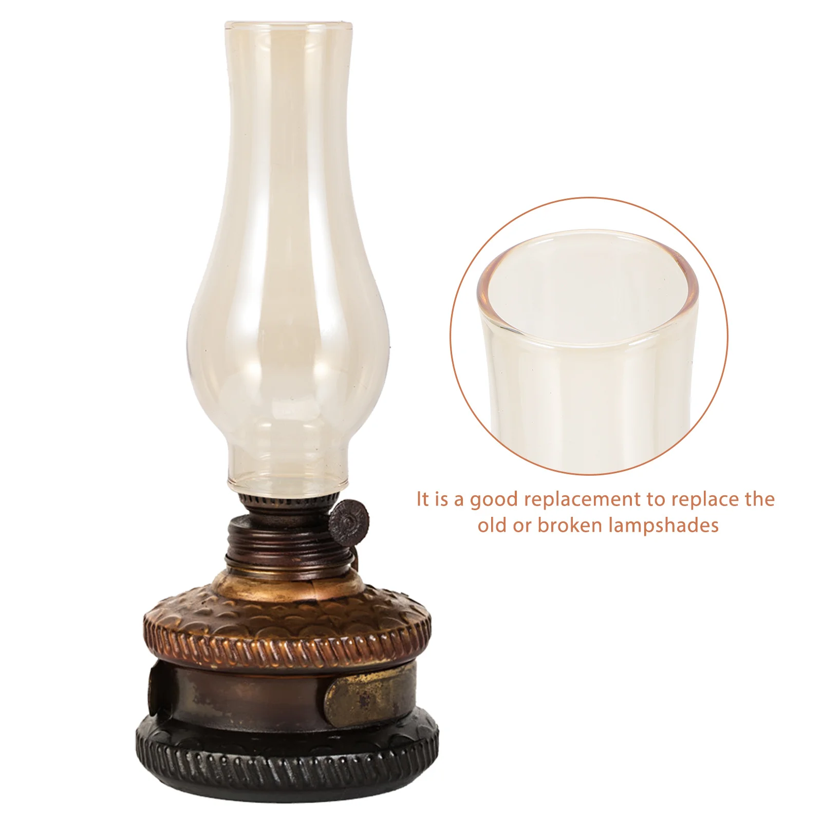 

Heat Resistant Glass Lamp Chimney Retro Oil Lamp Cover Decorative Replacement for Outdoor Camping Glass Craft Light Cover