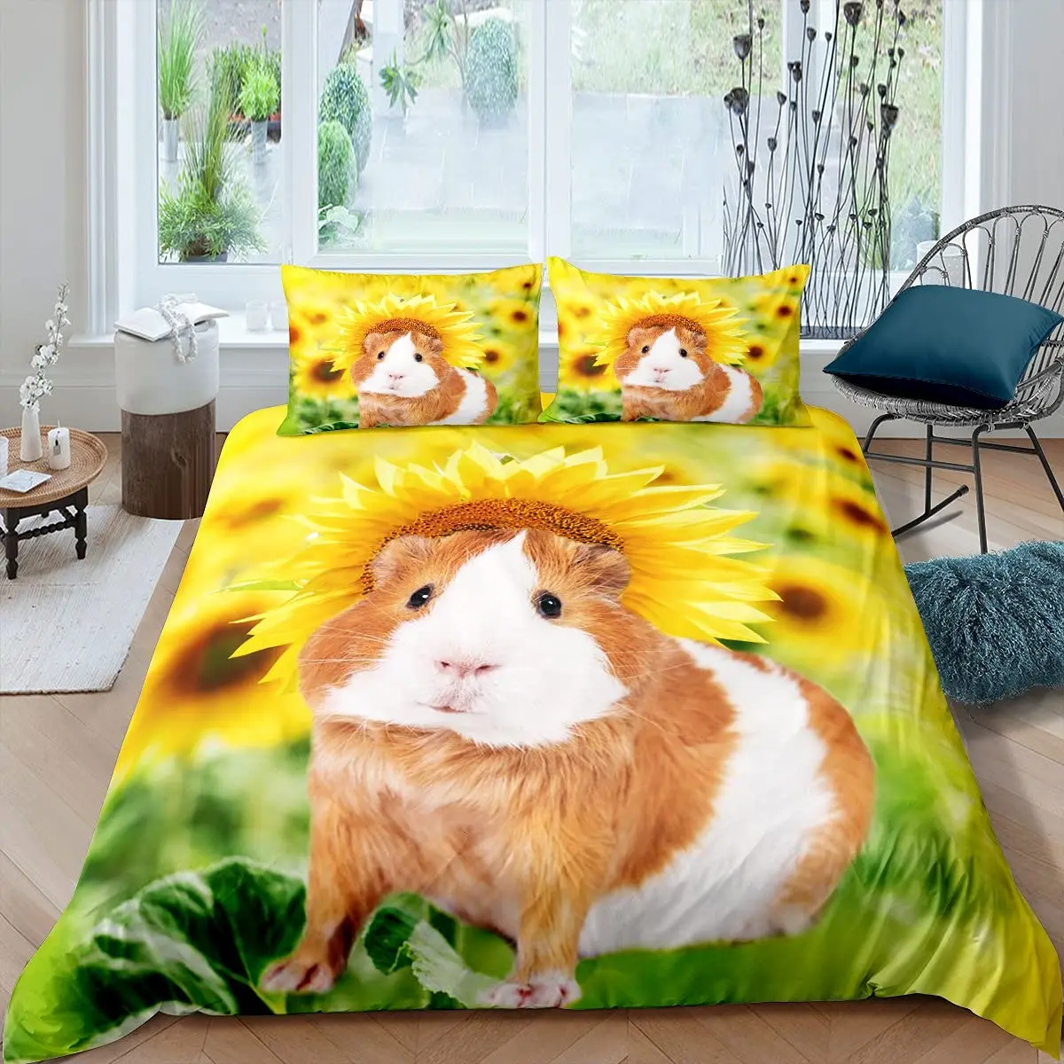 

3D Hamster Duvet Cover Lovely Guinea Pig for Boys Girls Kids Teens Adults Family Pet Animal Themebedroom Decoration Queen Size