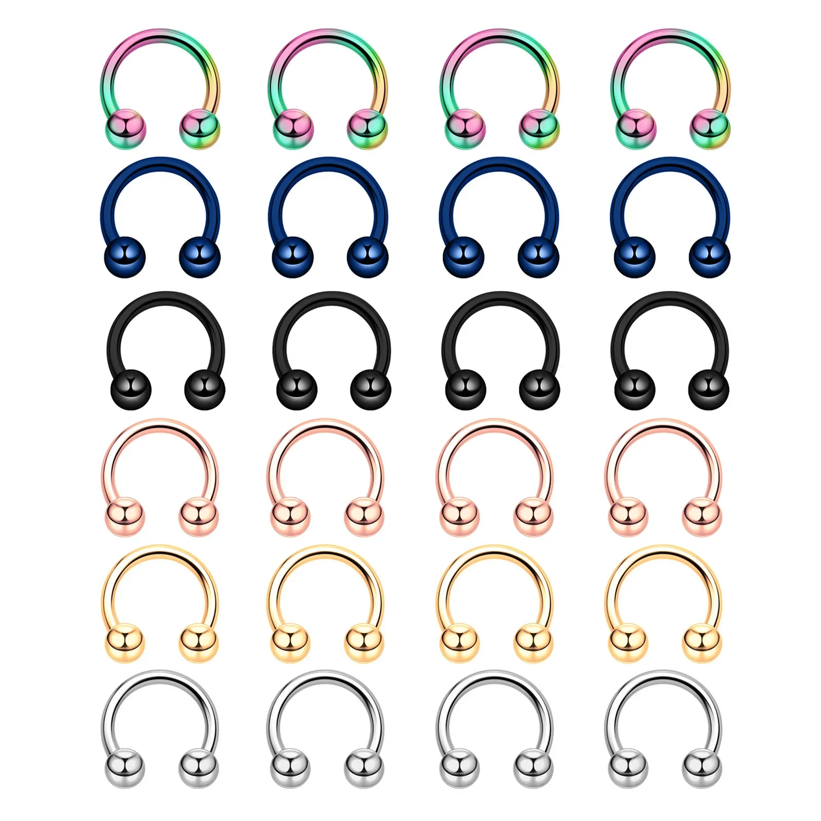 

10Pcs Stainless Steel U-Shaped Nose Ring Nail Piercing Jewelry Basic Stainless Steel Nose Stud for Nail Art