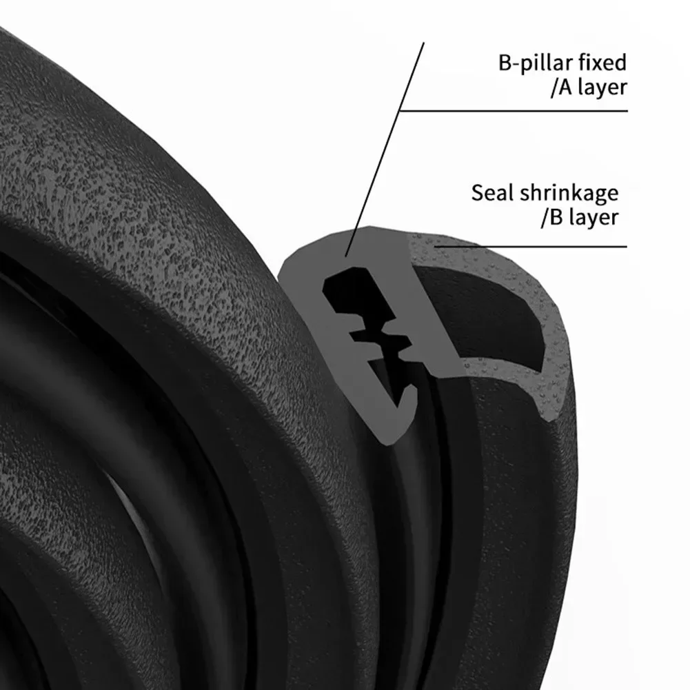 1.6M Universal Car Door Rubber Seal Strips B Pillar Noise Windproof Protection Front Auto Sealant Accessories Decoration Strip N