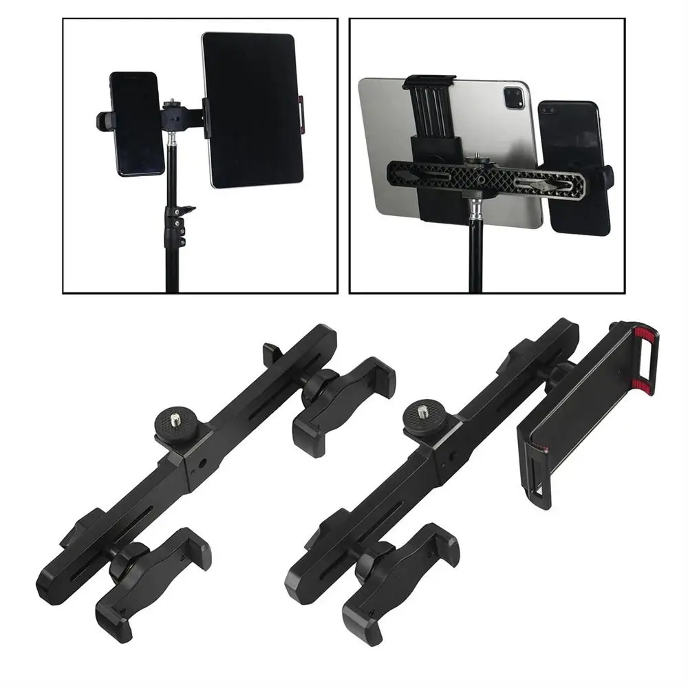 Smartphone Tablet Mount Double Clip Tripod Adjustable Movable Crossbar Clip for Living Stream Video Recording Selfie Holder Part